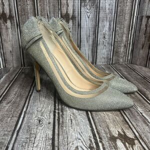 I. Miller Women’s Heels Silver Sparkle Bow Pumps Shimmer size 9